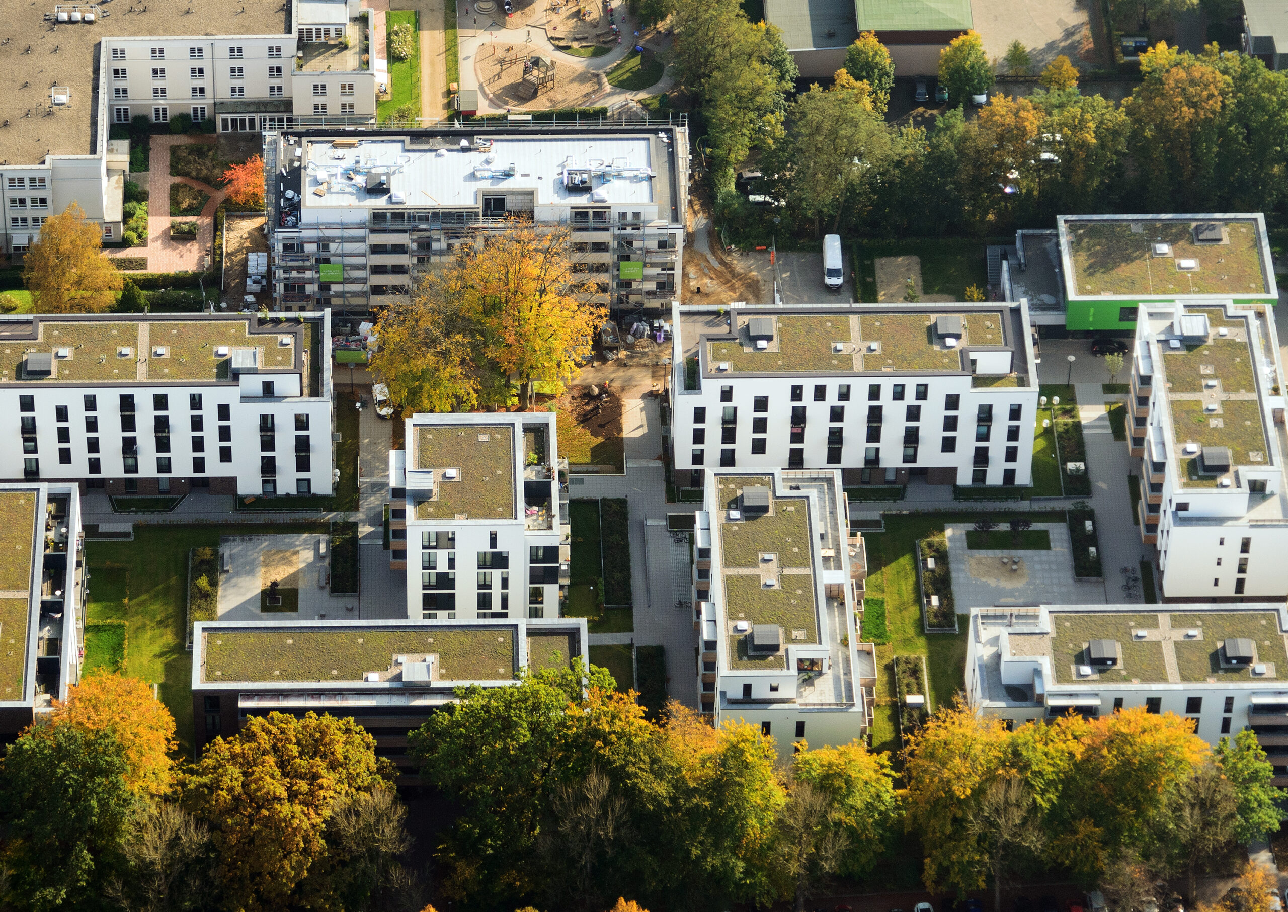 Luftbild von der Quartiersentwicklung Alsterberg in Hamburg